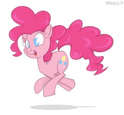 Size: 600x555 | Tagged: safe, artist:astalakio, pinkie pie, earth pony, pony, g4, cute, diapinkes, female, happy, mare, no pupils, open mouth, pronking, simple background, solo, white background