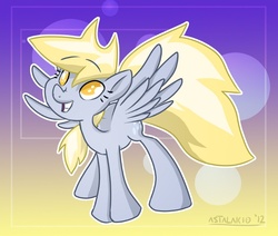 Size: 709x600 | Tagged: safe, artist:astalakio, derpy hooves, pegasus, pony, g4, bubble, female, happy, mare, solo