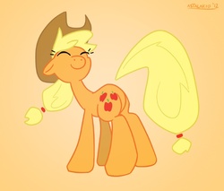 Size: 647x550 | Tagged: safe, artist:astalakio, applejack, earth pony, pony, g4, eyes closed, female, happy, solo