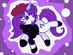 Size: 900x675 | Tagged: dead source, safe, artist:ask-molestia, rarity, pony, unicorn, g4, abstract background, clothes, female, mare, solo