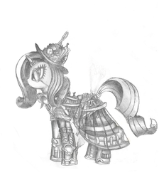 Size: 1468x1641 | Tagged: safe, artist:2chpencil, rarity, pony, g4, solo, steampunk, traditional art