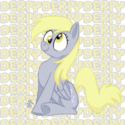 Size: 888x888 | Tagged: safe, artist:skippyrip, derpy hooves, pegasus, pony, g4, female, happy, mare, one word, solo