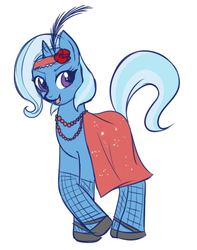 Size: 350x444 | Tagged: safe, artist:lulubell, trixie, pony, unicorn, g4, costume, female, flapper, happy, mare, simple background, solo, white background