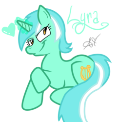 Size: 464x479 | Tagged: safe, artist:universal-tiger, lyra heartstrings, pony, unicorn, g4, female, heart, magic, prone, simple background, smiling, solo, transparent background