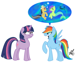 Size: 911x760 | Tagged: safe, artist:universal-tiger, daring do, rainbow dash, twilight sparkle, merpony, pegasus, pony, sea pony, unicorn, g4, angry, argument, bubble, crepuscular rays, eyes closed, female, fish tail, flowing mane, flowing tail, folded wings, hilarious in hindsight, horn, looking at each other, looking at someone, mare, ocean, open mouth, open smile, scales, simple background, smiling, swimming, tail, teeth, transparent background, underwater, unicorn twilight, water, wings