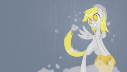 Size: 1920x1080 | Tagged: safe, artist:prozenconns, derpy hooves, pegasus, pony, g4, bubble, female, happy, mare, muffin, solo, wallpaper