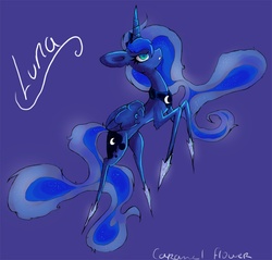 Size: 1000x955 | Tagged: safe, artist:caramelflower, princess luna, pony, g4, alternate design, female, simple background, solo