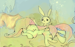 Size: 1203x765 | Tagged: safe, artist:caramelflower, angel bunny, fluttershy, g4