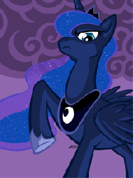 Size: 216x288 | Tagged: safe, artist:texasuberalles, princess luna, alicorn, pony, a canterlot wedding, g4, angry, animated, female, looking at you, mare, raised hoof, solo, wedding