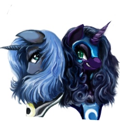 Size: 615x620 | Tagged: safe, artist:balderdash999, nightmare moon, princess luna, g4, duality, mane