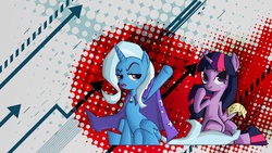 Size: 1920x1080 | Tagged: safe, artist:juanrock, trixie, twilight sparkle, g4, wallpaper