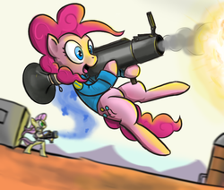 Size: 650x550 | Tagged: dead source, safe, artist:gir678, fluttershy, pinkie pie, earth pony, pegasus, pony, g4, crossover, medic, medic (tf2), soldier, soldier (tf2), team fortress 2