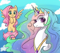 Size: 700x612 | Tagged: safe, artist:manywonders, fluttershy, princess celestia, g4