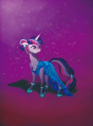 Size: 794x1077 | Tagged: safe, artist:banananamilk, twilight sparkle, pony, g4, clothes, dress, ear piercing, earring, female, hoof shoes, jewelry, mare, necklace, piercing, solo