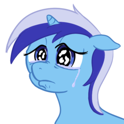 Size: 500x500 | Tagged: safe, artist:osakaoji, minuette, pony, unicorn, g4, crying, female, reaction image, sad, simple background, solo, transparent background