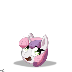 Size: 1000x1000 | Tagged: safe, artist:reikomuffin, sweetie belle, pony, g4, ball, pun, solo, sweetie ball, visual pun