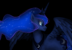 Size: 3000x2064 | Tagged: safe, artist:nomyriad, princess luna, alicorn, pony, g4, female, high res, solo, spread wings, wings