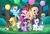 Size: 1000x684 | Tagged: safe, artist:x-chan-, angel bunny, applejack, derpy hooves, fluttershy, gummy, opalescence, pinkie pie, rainbow dash, rarity, spike, twilight sparkle, winona, alligator, cat, dog, dragon, earth pony, pegasus, pony, rabbit, unicorn, g4, animal, balloon, bush, female, flower, mane seven, mane six, mare, rose, tree, unicorn twilight