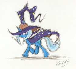 Size: 1000x900 | Tagged: safe, artist:zilof, trixie, pony, unicorn, g4, female, hat, mare, solo, trixie's cape, trixie's hat