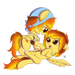 Size: 2000x2000 | Tagged: safe, artist:squiby-327, spitfire, pegasus, pony, g4, cute, firefire, high res, self ponidox, selfcest, shipping, simple background, transparent background