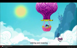 Size: 1440x900 | Tagged: safe, screencap, spike, twilight sparkle, g4, hot air balloon, opening, twinkling balloon, youtube caption