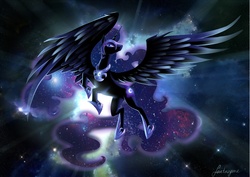 Size: 2117x1500 | Tagged: dead source, safe, artist:fantazyme, nightmare moon, pony, g4, female, old version, solo