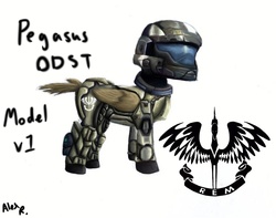 Size: 784x617 | Tagged: safe, artist:alexrockclimber, armor, crossover, halo (series), odst, ponified, soldier