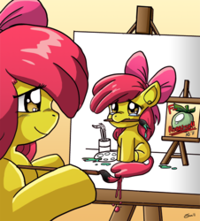 Size: 576x636 | Tagged: safe, artist:xkappax, apple bloom, earth pony, pony, g4, paint, painting, self portrait