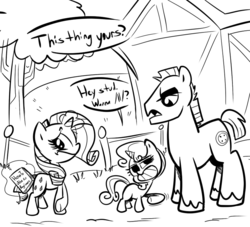 Size: 770x700 | Tagged: safe, artist:tess, rarity, sweetie belle, oc, g4, monochrome