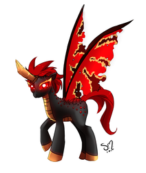 Size: 900x1063 | Tagged: safe, artist:starshinebeast, kaiju pony, battra, godzilla (series), ponified, red eyes