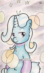 Size: 729x1193 | Tagged: safe, artist:slightlyshade, trixie, pony, unicorn, g4, clothes, female, mare, socks, solo, traditional art