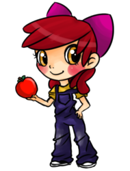 Size: 407x536 | Tagged: safe, artist:melipuffles, apple bloom, human, g4, female, humanized, simple background, solo, transparent background