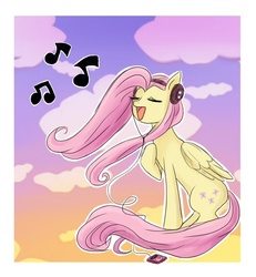 Size: 700x758 | Tagged: safe, artist:keterok, fluttershy, pegasus, pony, g4, female, headphones, singing, solo