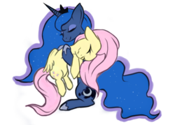 Size: 600x429 | Tagged: safe, artist:keterok, fluttershy, princess luna, g4, eyes closed, hug, simple background, transparent background