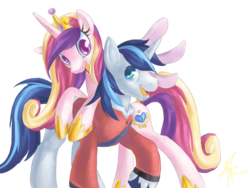 Size: 1200x900 | Tagged: safe, artist:chingilin, princess cadance, shining armor, alicorn, pony, unicorn, g4, female, male, mare, ship:shiningcadance, shipping, simple background, stallion, straight, transparent background