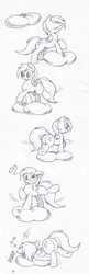 Size: 989x3039 | Tagged: safe, artist:joey darkmeat, derpy hooves, pegasus, pony, g4, cloud, female, mare, monochrome, pomf, sleeping, solo, traditional art, zzz