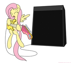 Size: 1280x1122 | Tagged: safe, artist:frankier77, fluttershy, pony, g4, eyes closed, female, guitar, musical instrument, solo