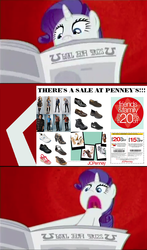Size: 473x807 | Tagged: safe, artist:ponyflea, edit, edited screencap, screencap, rarity, pony, unicorn, g4, ponyville confidential, abstract background, airplane!, comic, female, horn, i'll destroy her, mare, meme, newspaper, open mouth, parody, screencap comic, solo, written equestrian