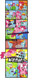 Size: 820x2201 | Tagged: safe, artist:spainfischer, pinkie pie, rainbow dash, pony, g4, comic, fourth wall, time travel