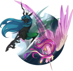 Size: 1000x970 | Tagged: safe, artist:peritian, princess cadance, queen chrysalis, alicorn, changeling, changeling queen, pony, a canterlot wedding, g4, crown, duality, female, jewelry, mare, regalia, simple background, transparent background