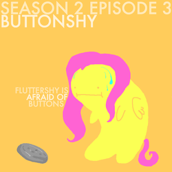 Size: 800x800 | Tagged: safe, artist:netherlips, fluttershy, g4, button, scared