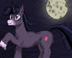 Size: 1280x1024 | Tagged: safe, twilight sparkle, hengstwolf, werewolf, g4, crosshatch, cutie mark, hooves, moon, simple background, slit pupils, unshorn fetlocks, werelight shine