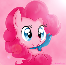 Size: 800x790 | Tagged: safe, artist:angell0o0, pinkie pie, earth pony, pony, g4, bow, cute, female, mare, smiling, solo