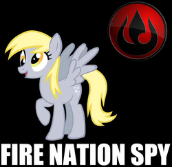 Size: 625x608 | Tagged: safe, derpy hooves, pegasus, pony, bronycon, g4, avatar the last airbender, female, fire nation, image macro, mare, solo