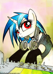 Size: 637x900 | Tagged: safe, artist:foxinshadow, dj pon-3, vinyl scratch, pony, g4, female, headphones, solo