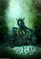 Size: 853x1250 | Tagged: safe, artist:foxinshadow, queen chrysalis, changeling, changeling queen, nymph, g4, crown, cute, cutealis, female, filly, filly queen chrysalis, foal, jewelry, raised hoof, regalia, smiling, solo, standing, younger