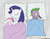 Size: 500x390 | Tagged: safe, artist:el-yeguero, rarity, spike, g4, bed, sleeping