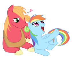 Size: 720x576 | Tagged: safe, artist:pencil-hands, big macintosh, rainbow dash, earth pony, pony, g4, heart, male, ship:rainbowmac, shipping, stallion, straight