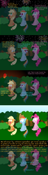 Size: 900x3243 | Tagged: safe, artist:sunny-rains, applejack, pinkie pie, rainbow dash, g4, comic, fireworks