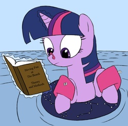 Size: 756x748 | Tagged: artist needed, source needed, safe, twilight sparkle, pony, unicorn, g4, adorkable, beach, book, bookhorse, constellation, cute, dork, female, filly, floaty, fun, inner tube, levitation, magic, nerd, ocean, solo, stars, swimming, telekinesis, that pony sure does love books, unicorn twilight, water wings